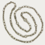 Triple Bar Thai Baht Necklace - Handmade Silver & White Gold Chain