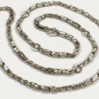 Triple Bar Thai Baht Necklace - Handmade Silver & White Gold Chain