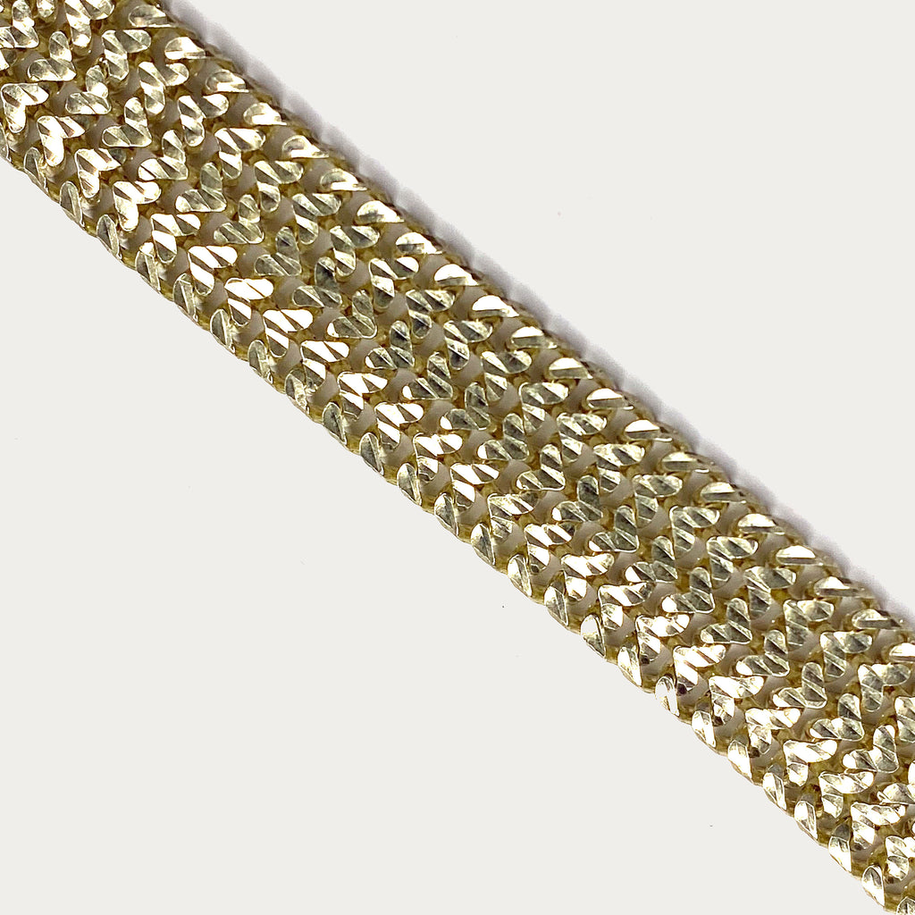 Heart Link Mesh Bracelet - Handmade Silver