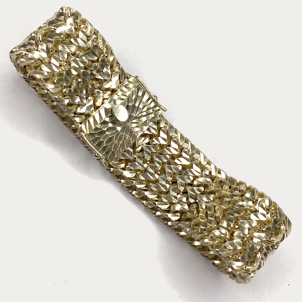 Heart Link Mesh Bracelet - Handmade Silver