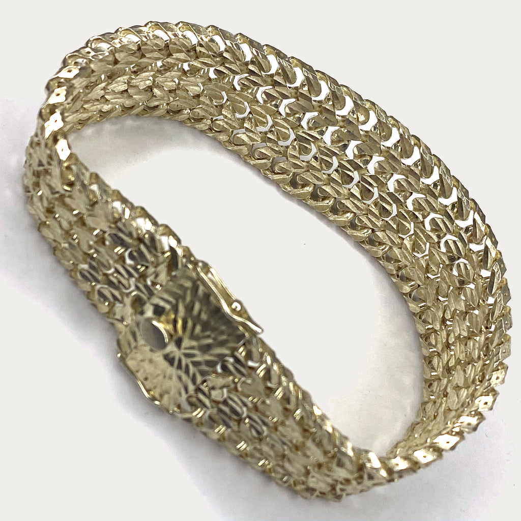 Heart Link Mesh Bracelet - Handmade Silver