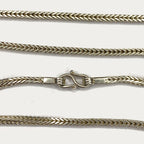 Snake Skin Square Rope Necklace - Handmade Silver & White Gold Chain