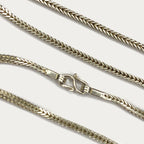 Snake Skin Square Rope Necklace - Handmade Silver & White Gold Chain