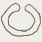 Snake Skin Square Rope Necklace - Handmade Silver & White Gold Chain