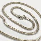 Snake Skin Square Rope Necklace - Handmade Silver & White Gold Chain