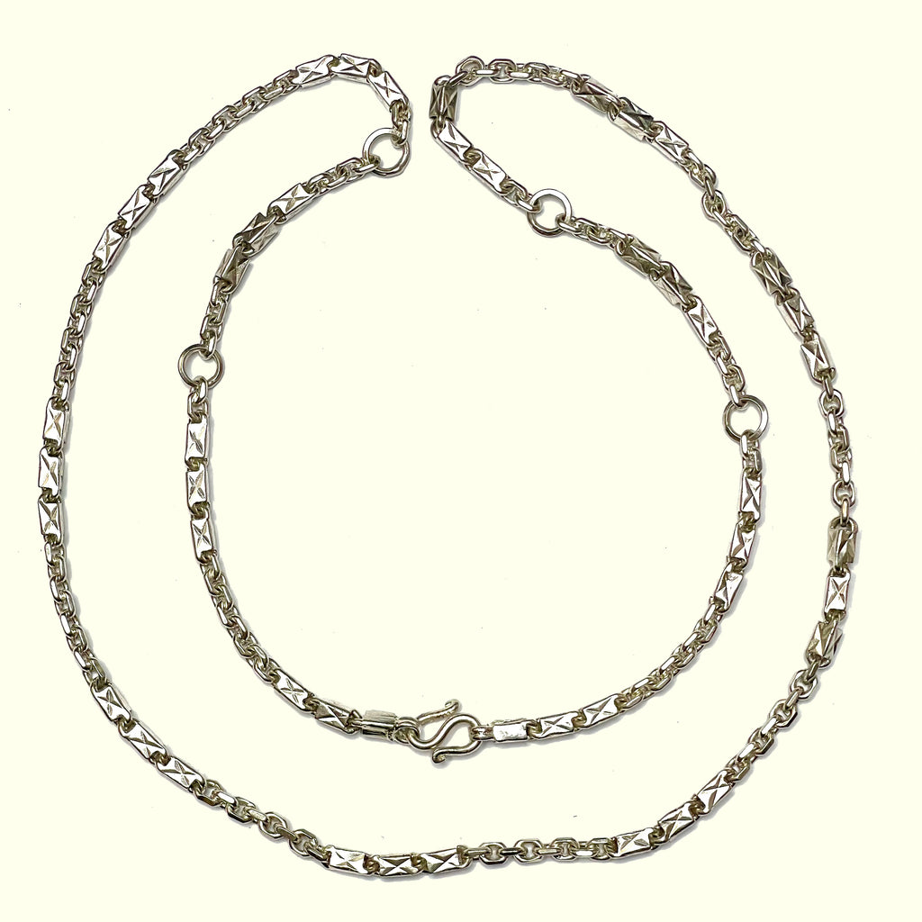 Sugarcane Baht Chain - Handmade 999 Fine Silver