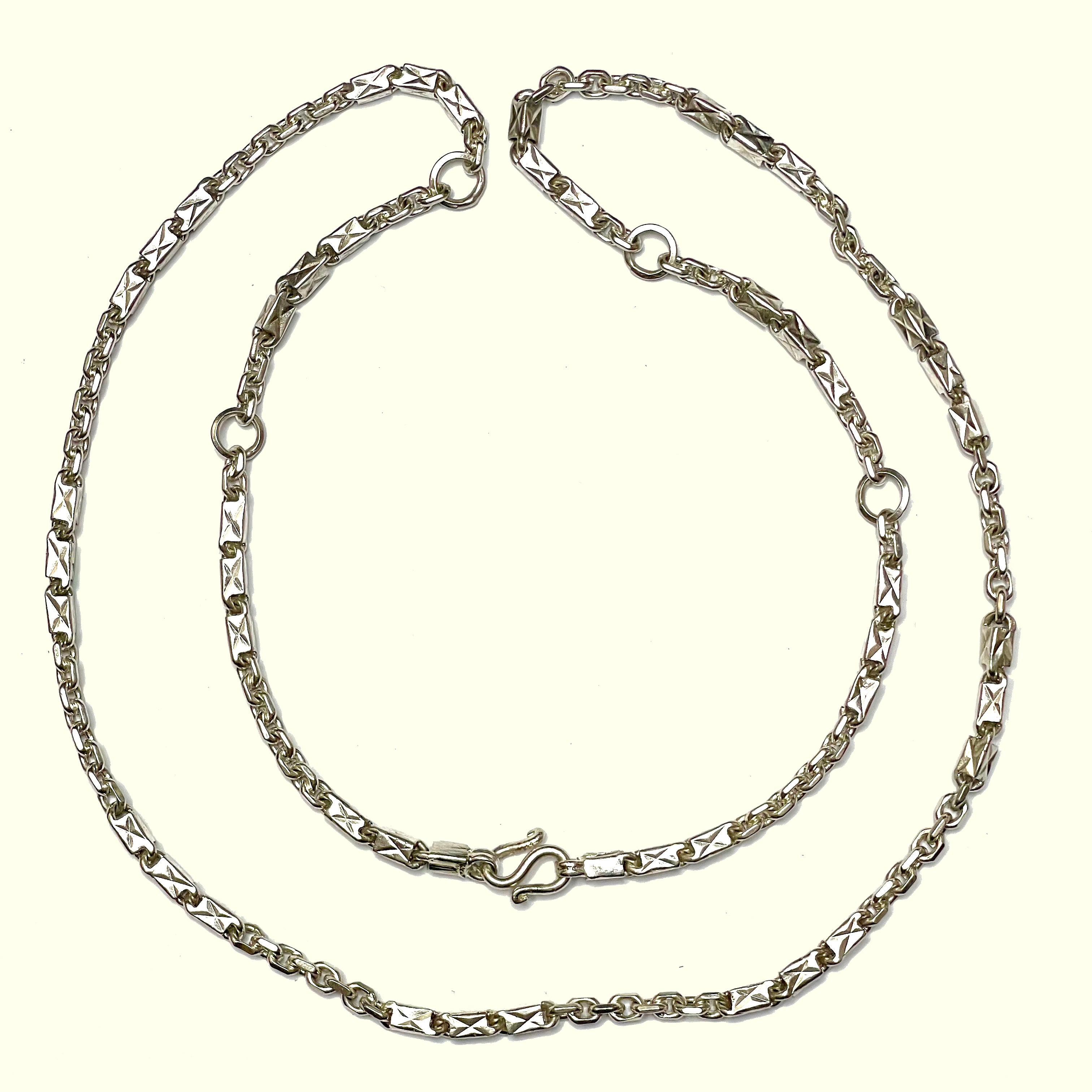 Sugarcane Baht Chain - Handmade 999 Fine Silver