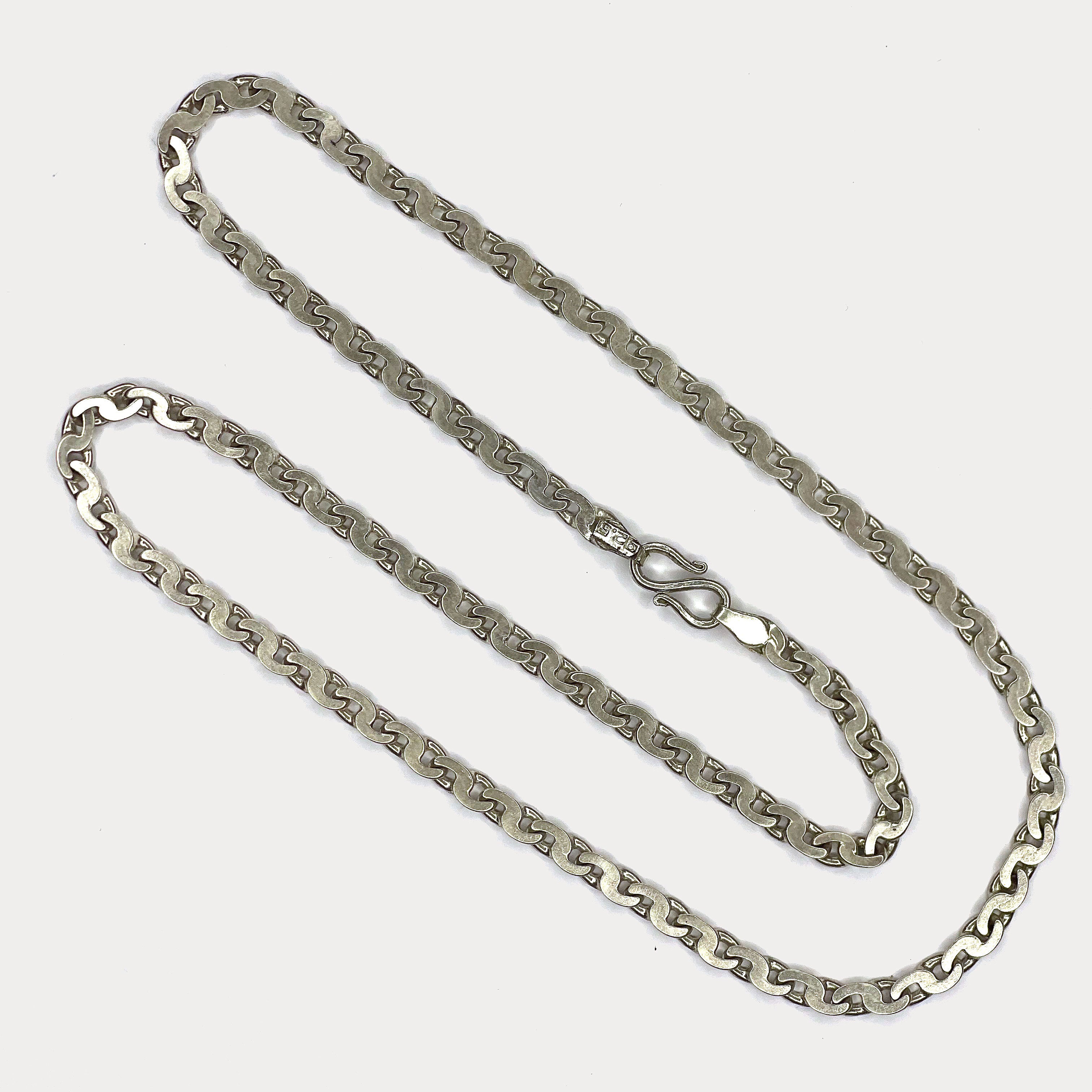 Flat S Link Necklace - Handmade Silver Chain