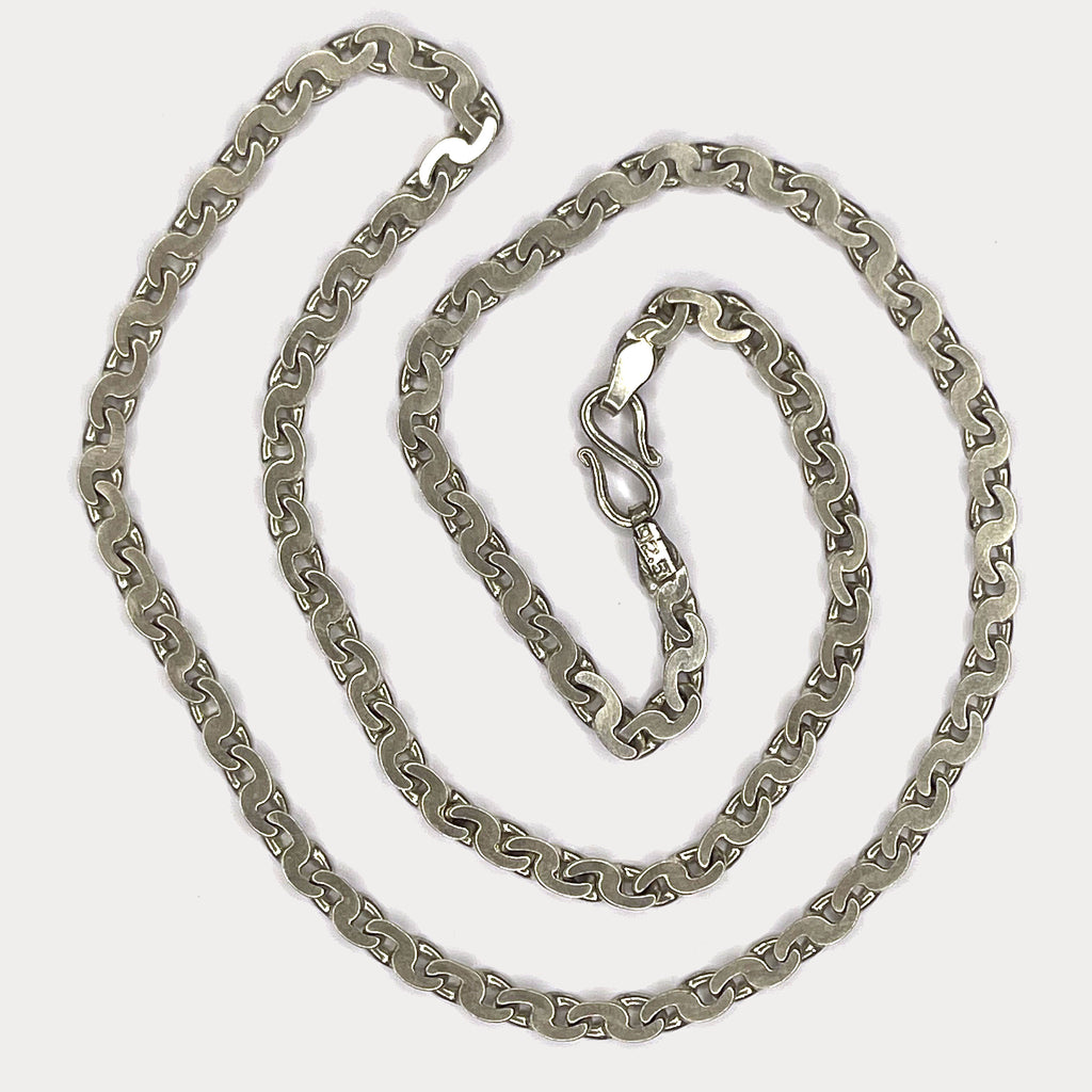 Flat S Link Necklace - Handmade Silver Chain