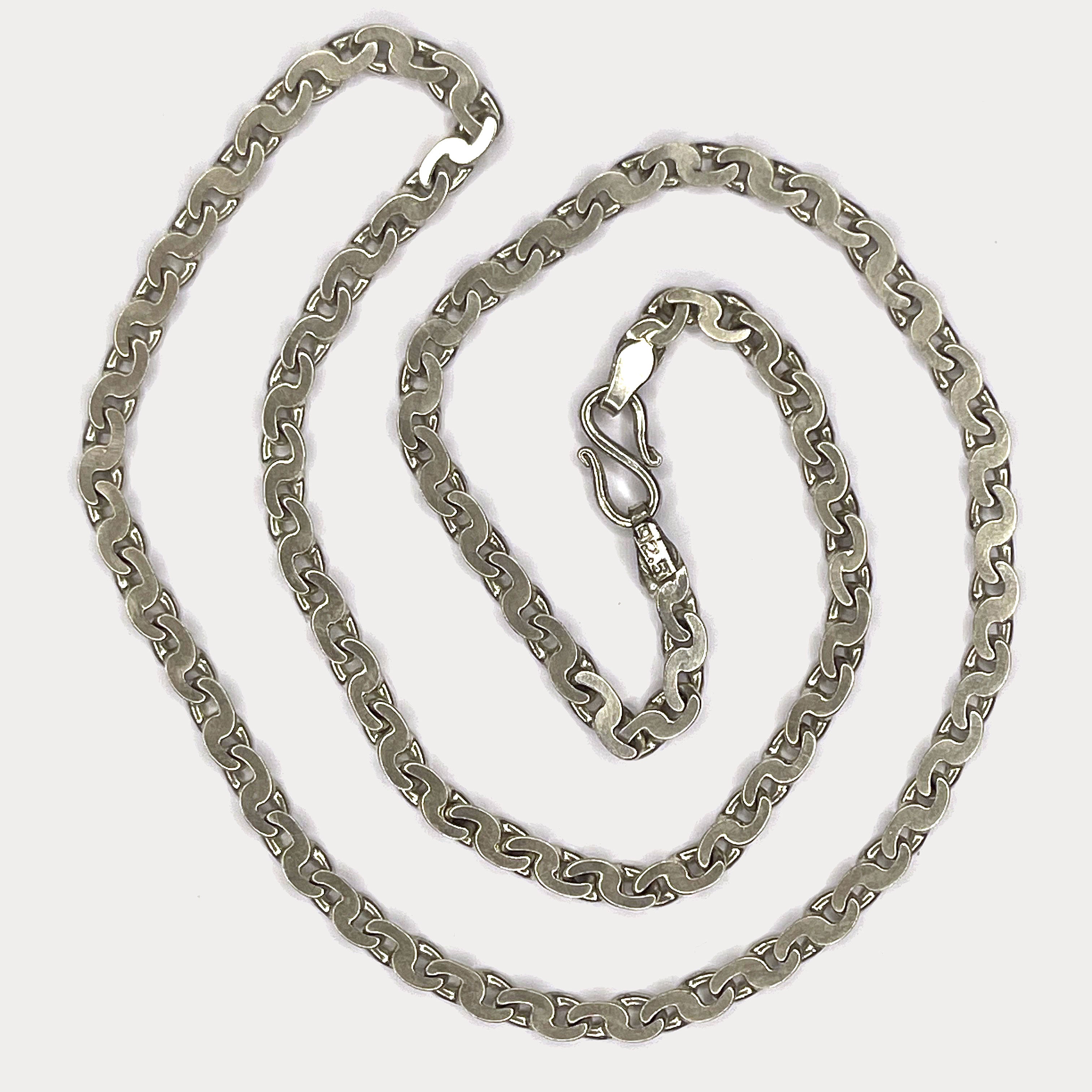 Flat S Link Necklace - Handmade Silver Chain