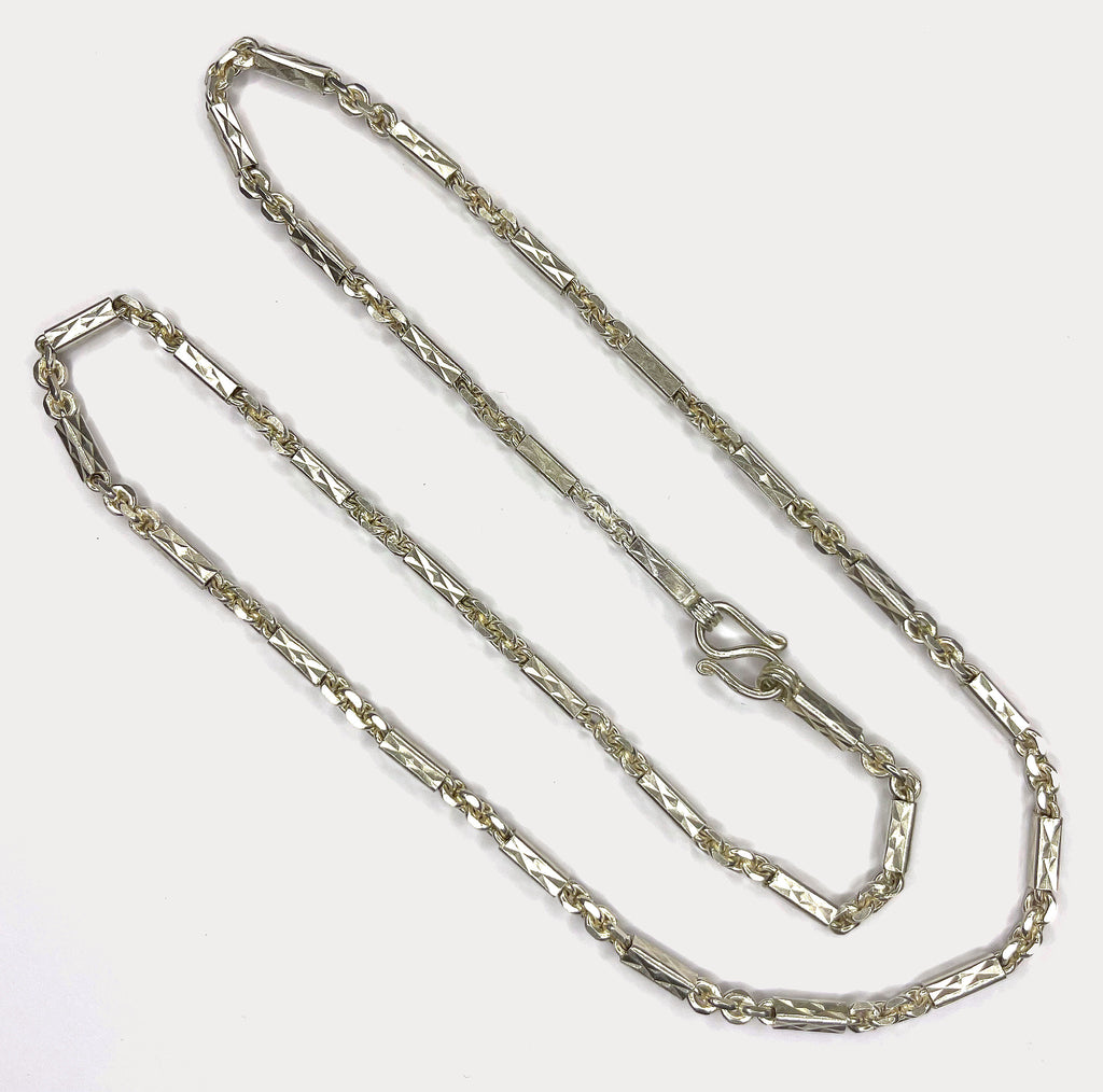 Sugarcane Cambodian Baht Necklace - Handmade Silver Chain
