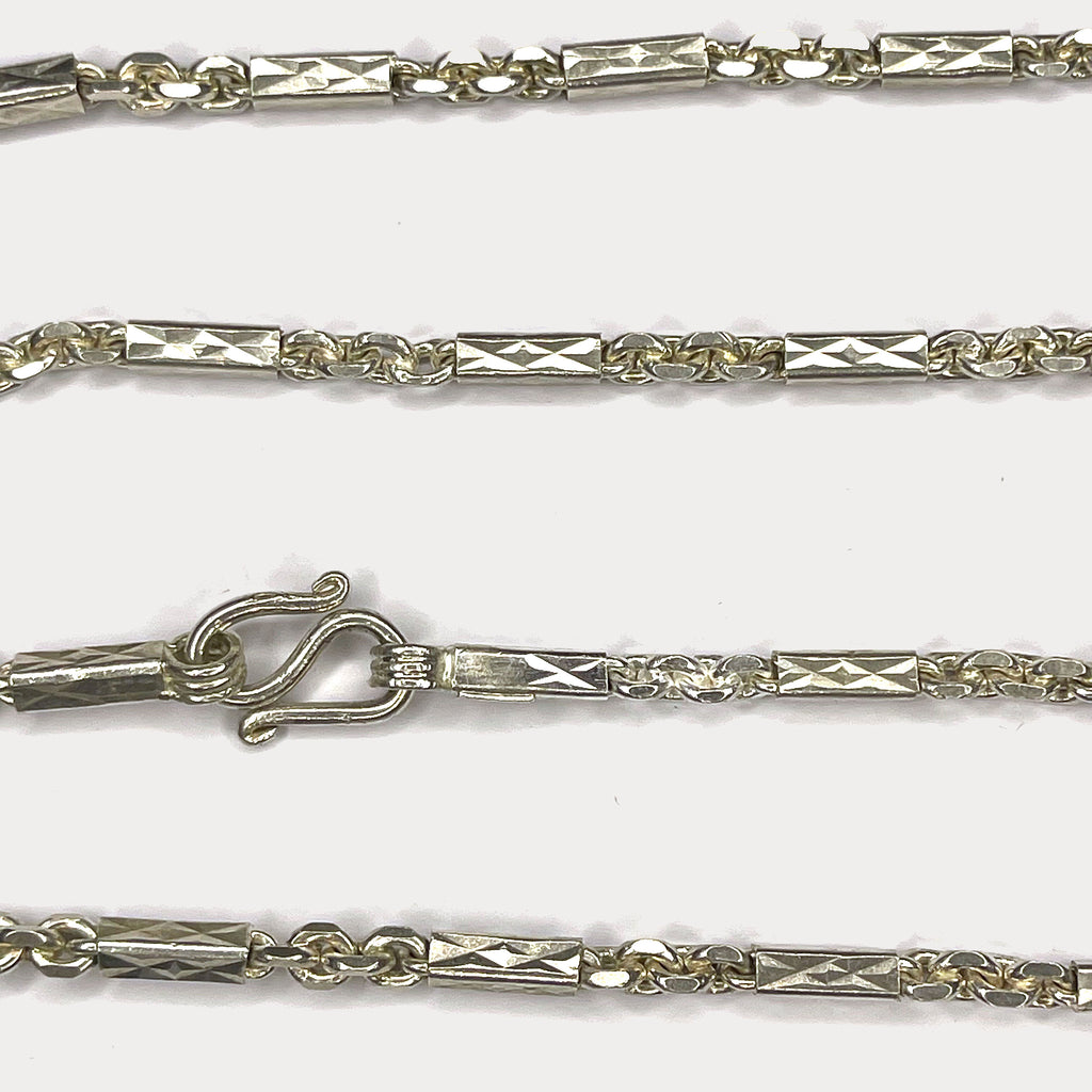 Sugarcane Cambodian Baht Necklace - Handmade Silver Chain
