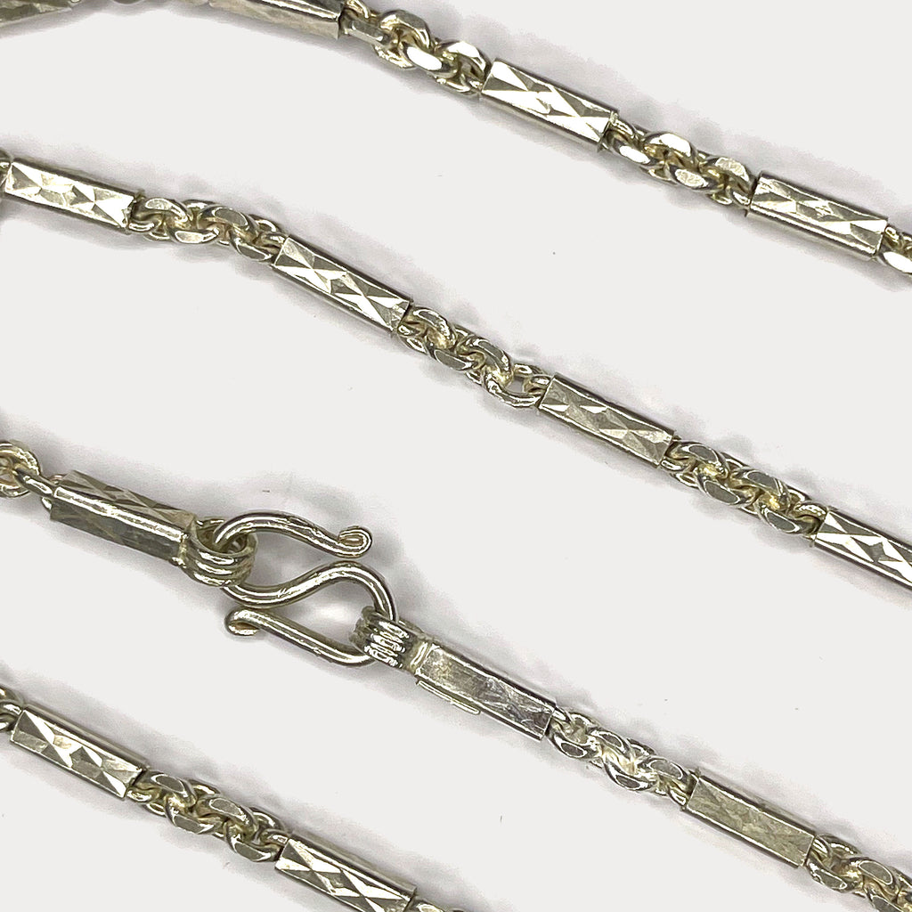 Sugarcane Cambodian Baht Necklace - Handmade Silver Chain