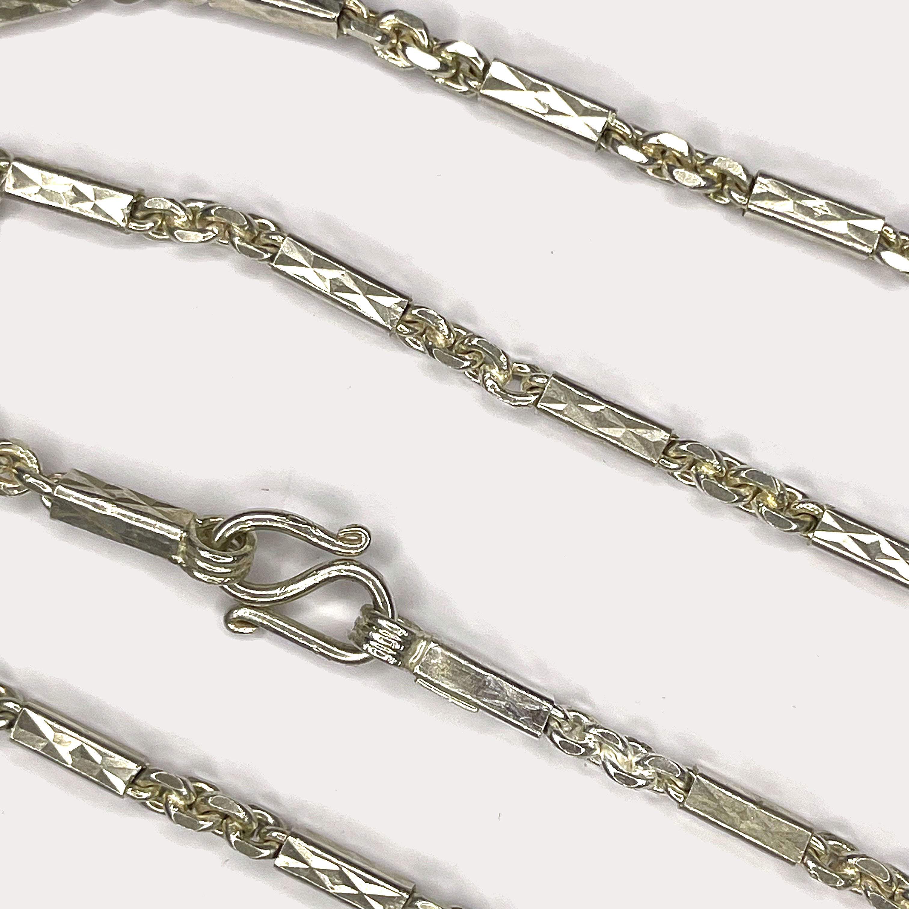 Sugarcane Cambodian Baht Necklace - Handmade Silver Chain