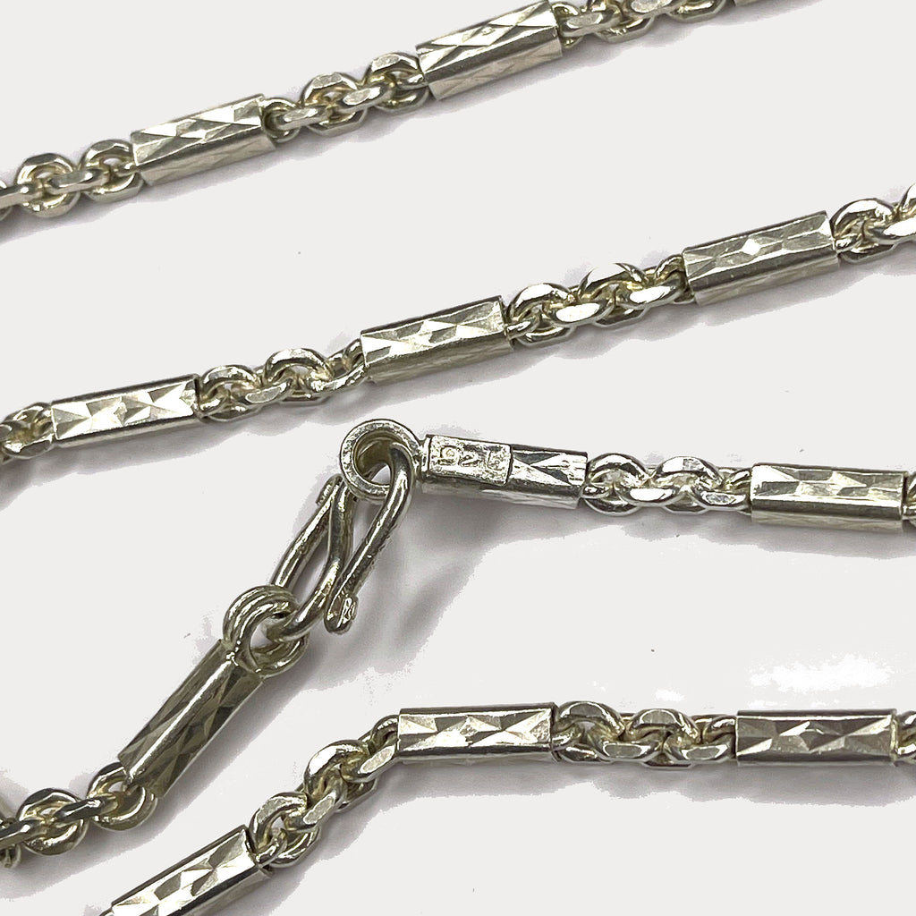 Sugarcane Cambodian Baht Necklace - Handmade Silver Chain