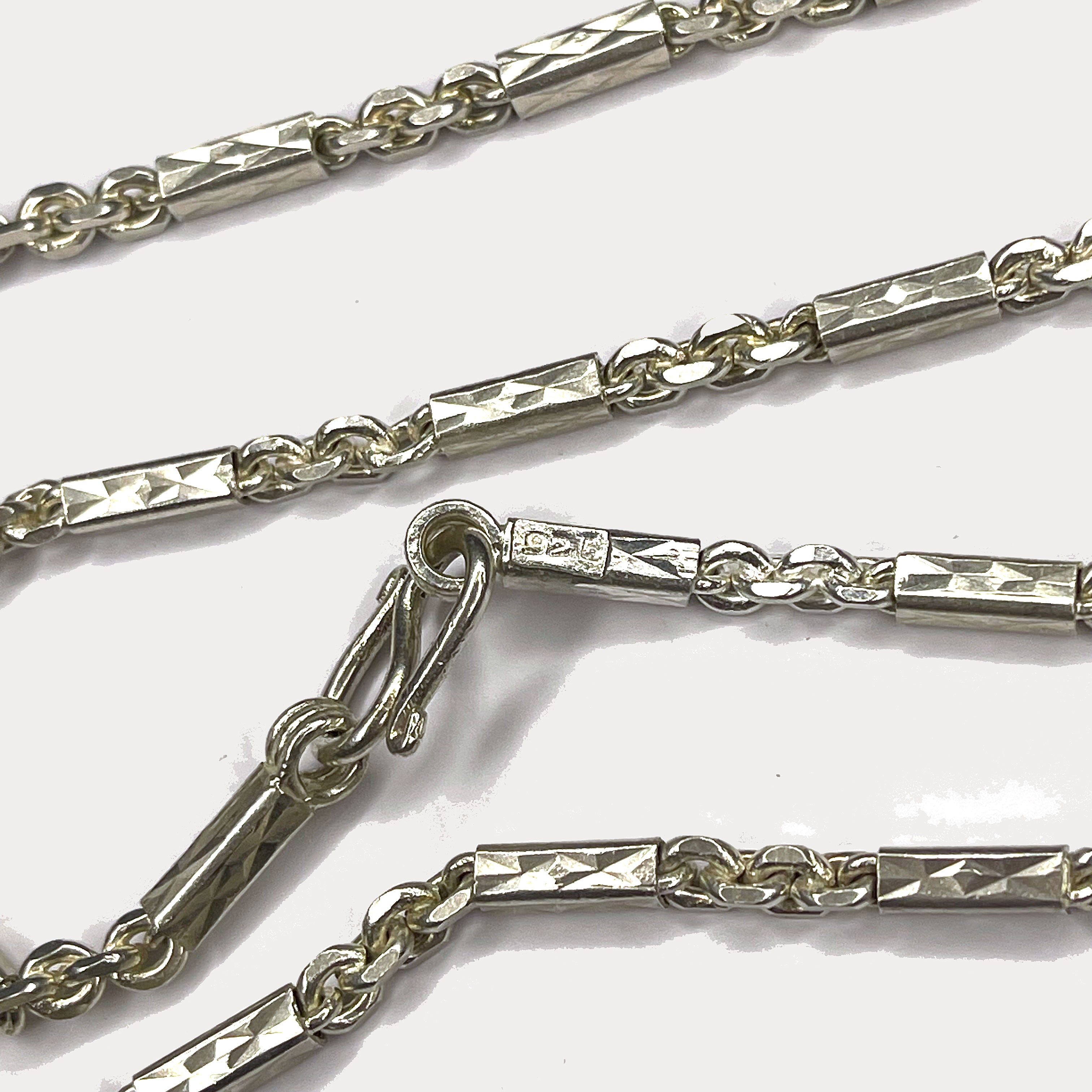 Sugarcane Cambodian Baht Necklace - Handmade Silver Chain