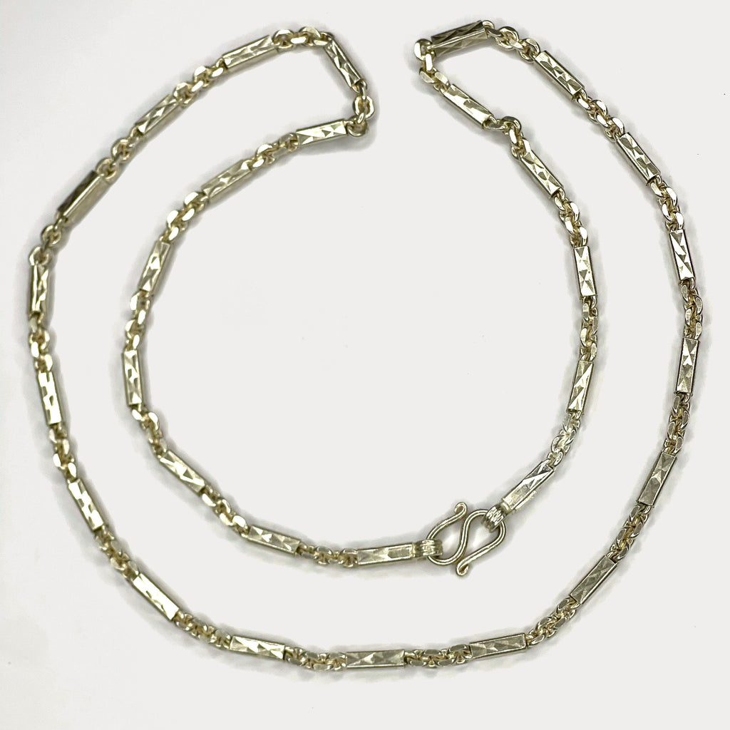 Sugarcane Cambodian Baht Necklace - Handmade Silver Chain