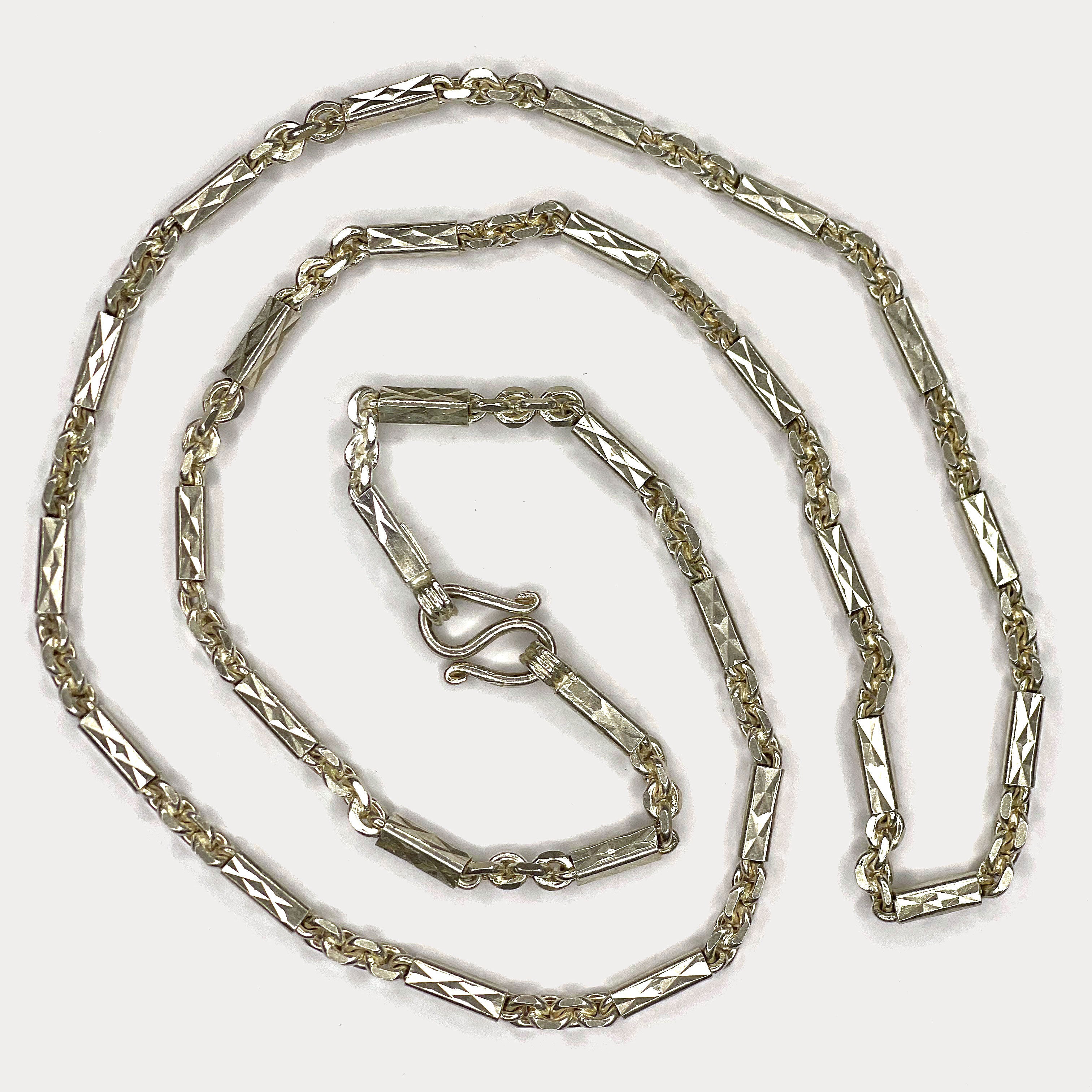 Sugarcane Cambodian Baht Necklace - Handmade Silver Chain