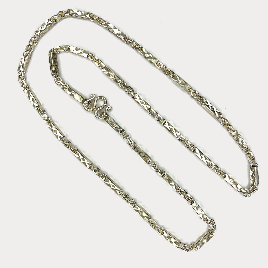 Sugarcane Cambodian Baht Necklace - Handmade Silver Chain