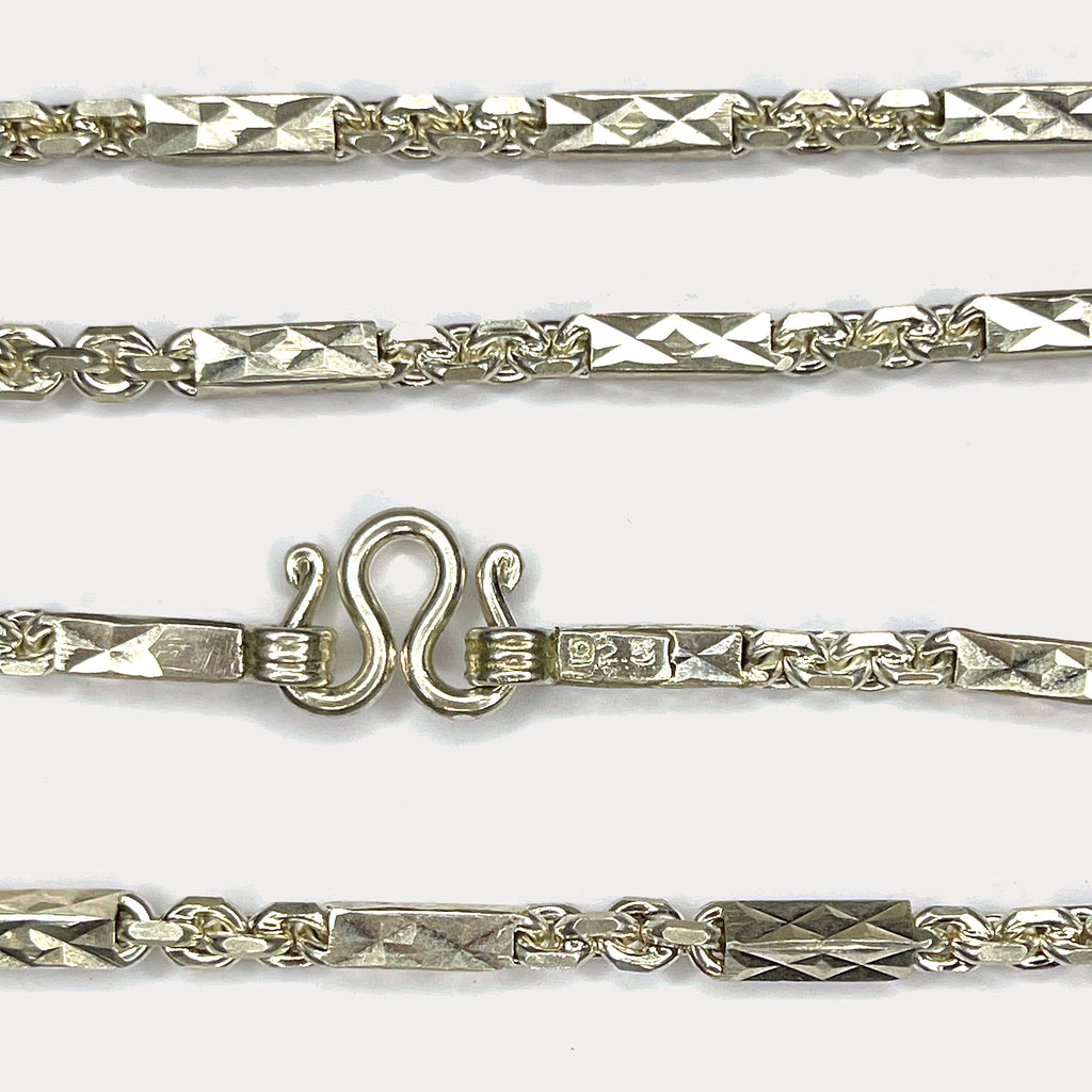 Sugarcane Cambodian Baht Necklace - Handmade Silver Chain