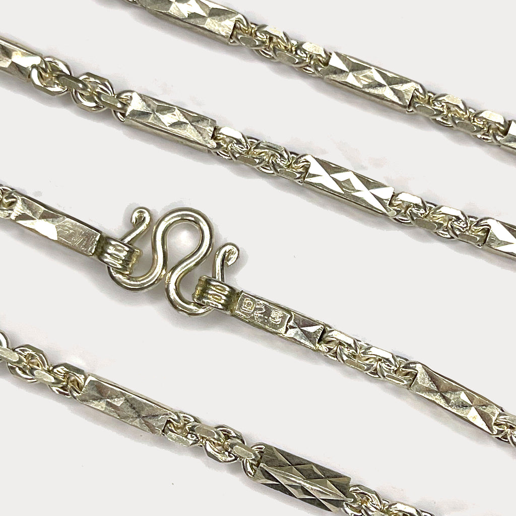 Sugarcane Cambodian Baht Necklace - Handmade Silver Chain