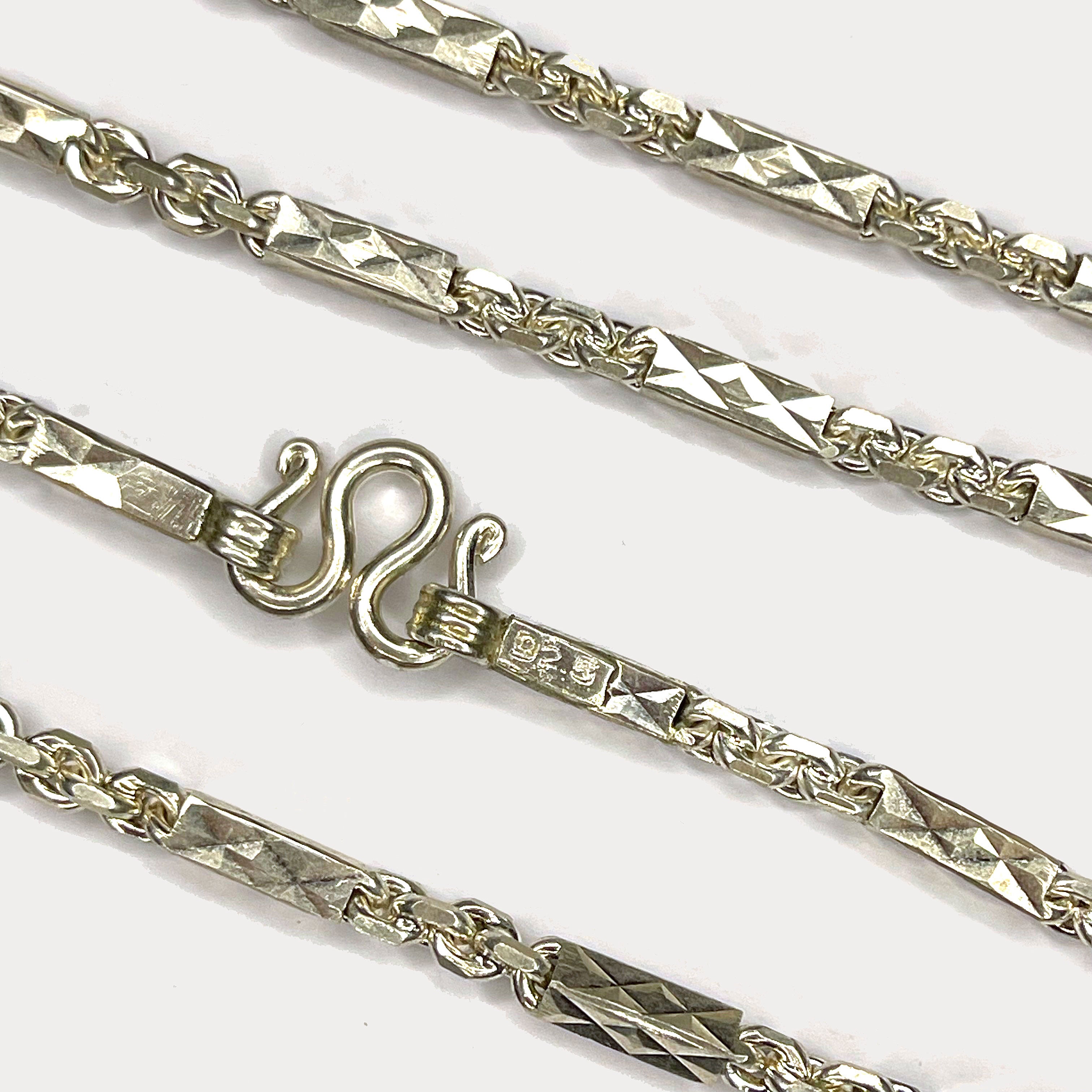 Sugarcane Cambodian Baht Necklace - Handmade Silver Chain