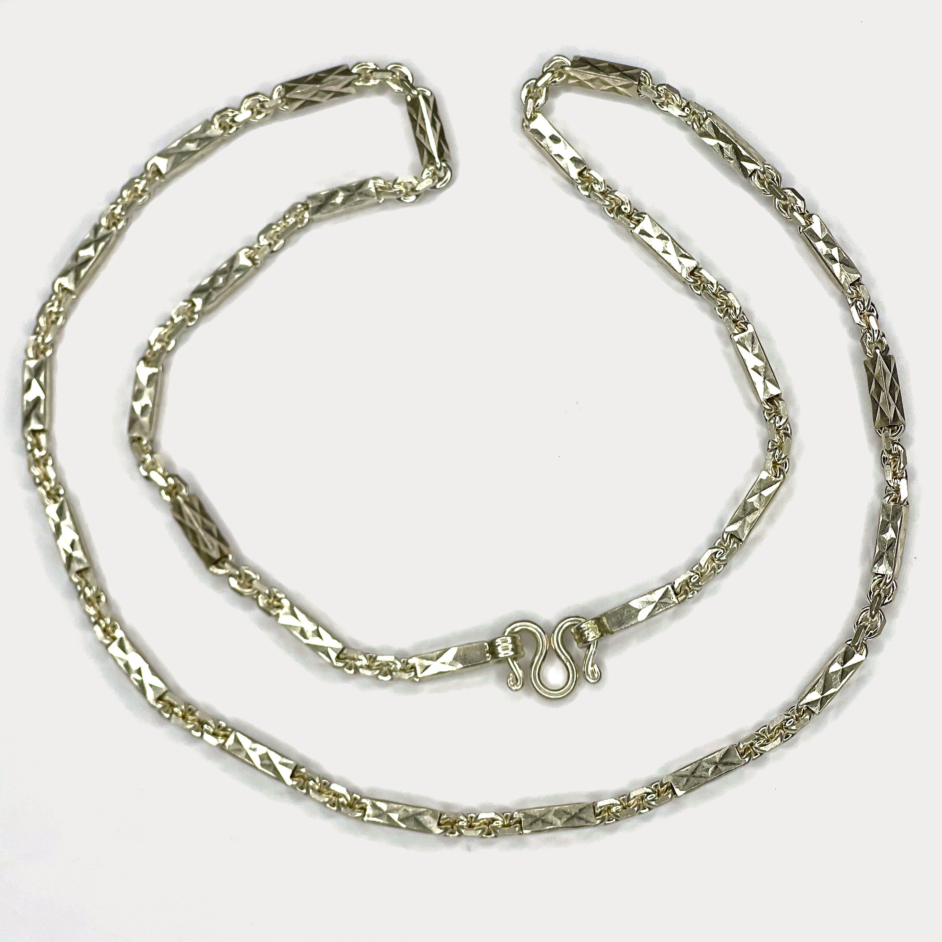 Sugarcane Cambodian Baht Necklace - Handmade Silver Chain
