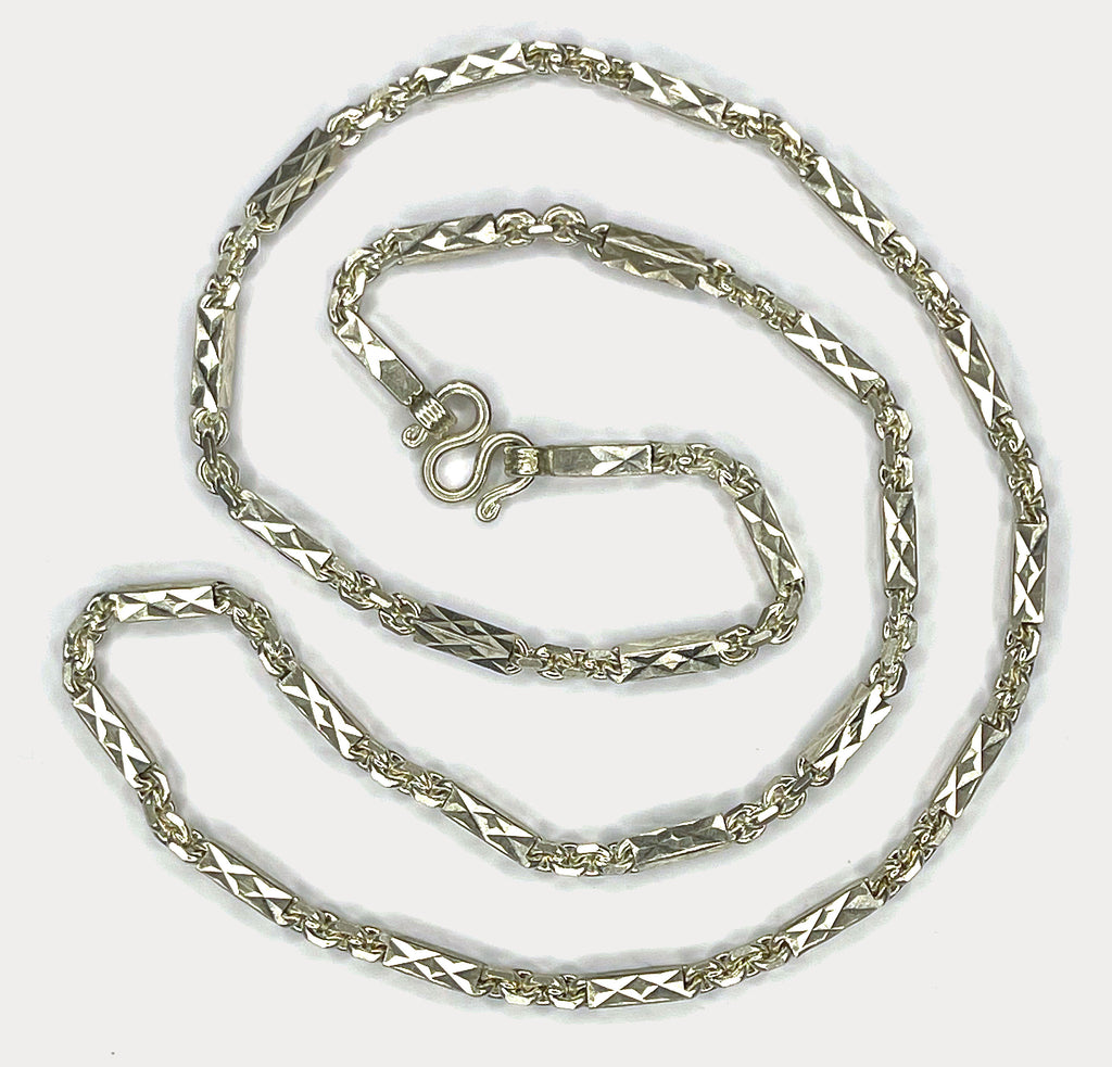 Sugarcane Cambodian Baht Necklace - Handmade Silver Chain