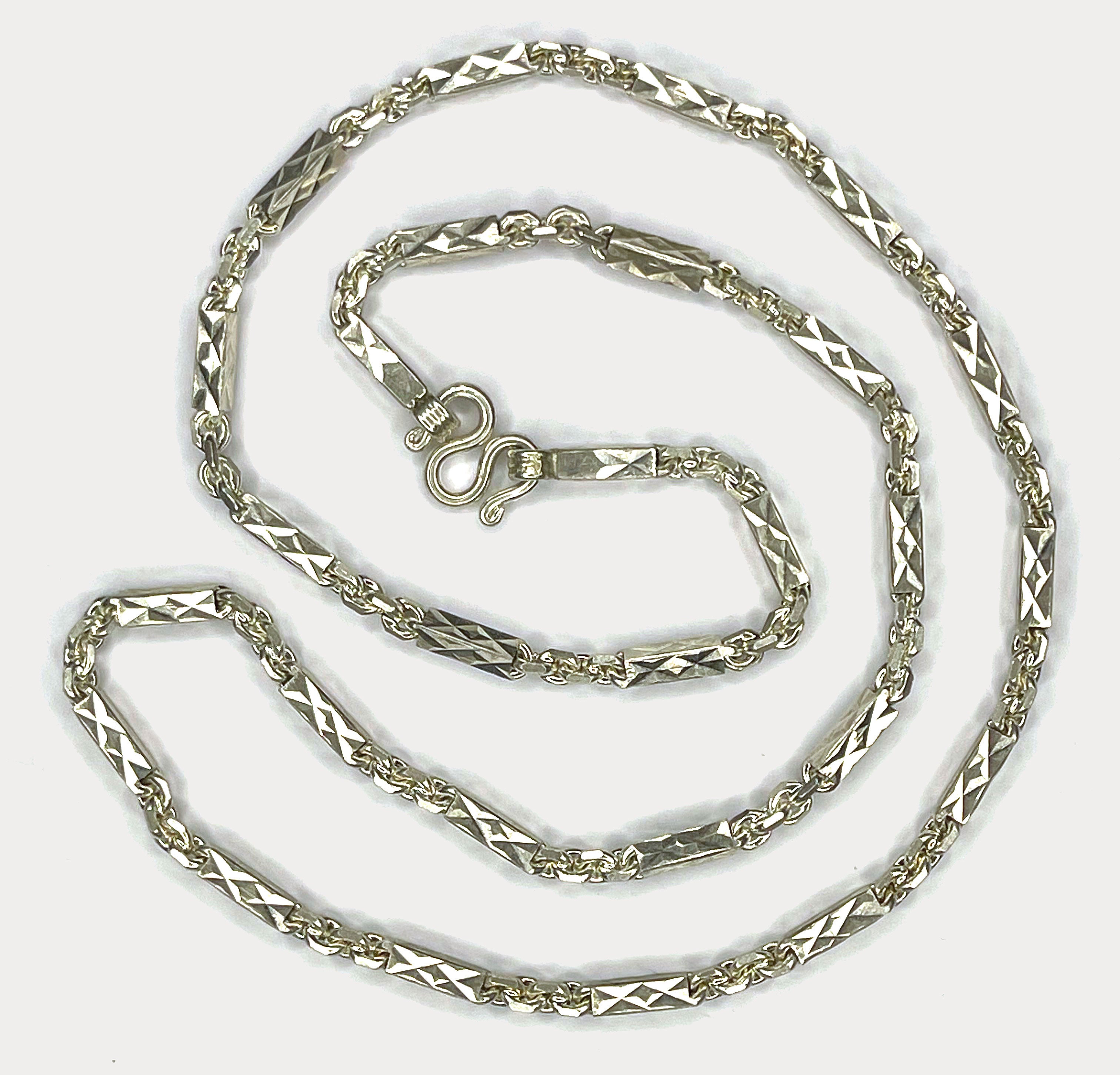 Sugarcane Cambodian Baht Necklace - Handmade Silver Chain
