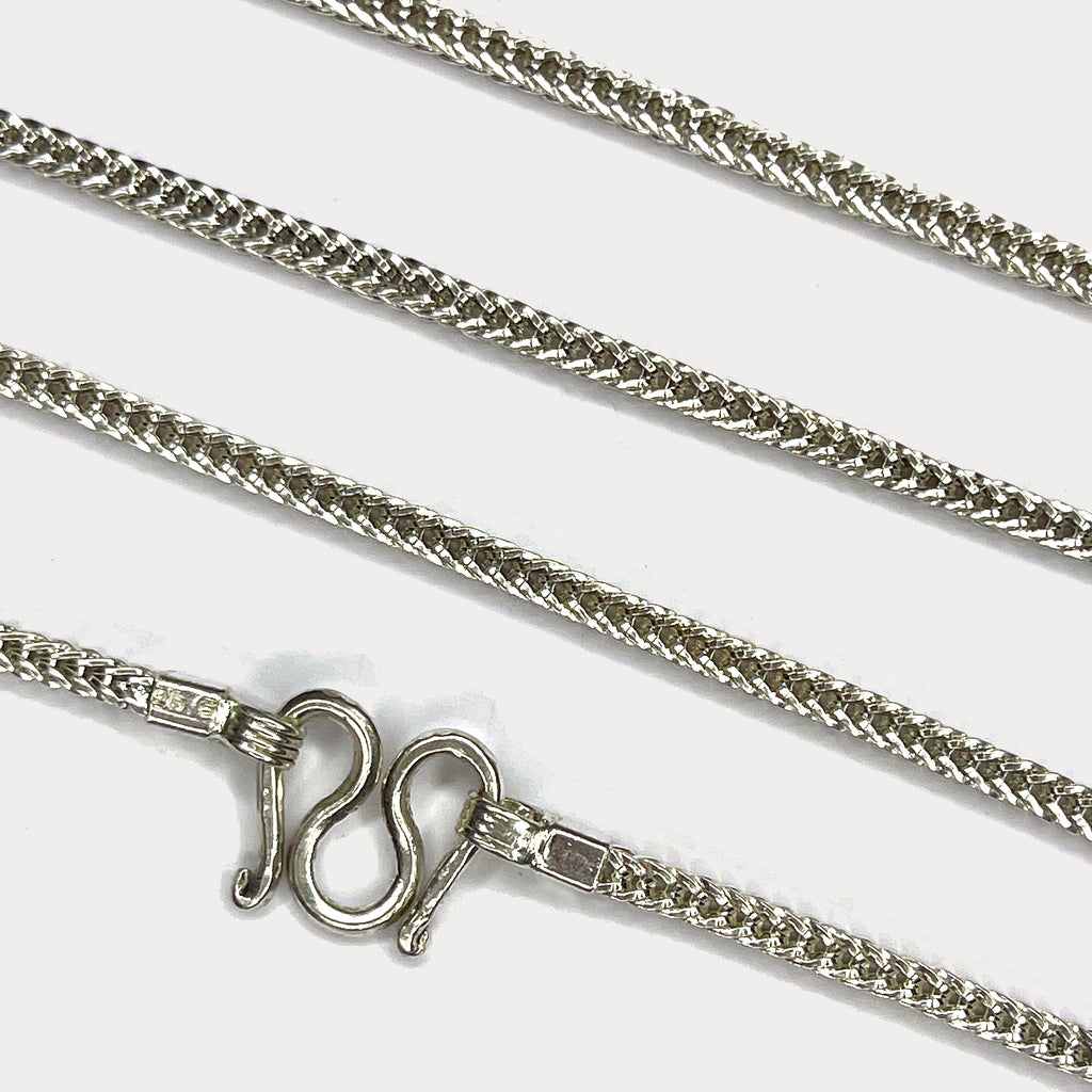 Snake Skin Rope Link Necklace - Handmade Silver Chain