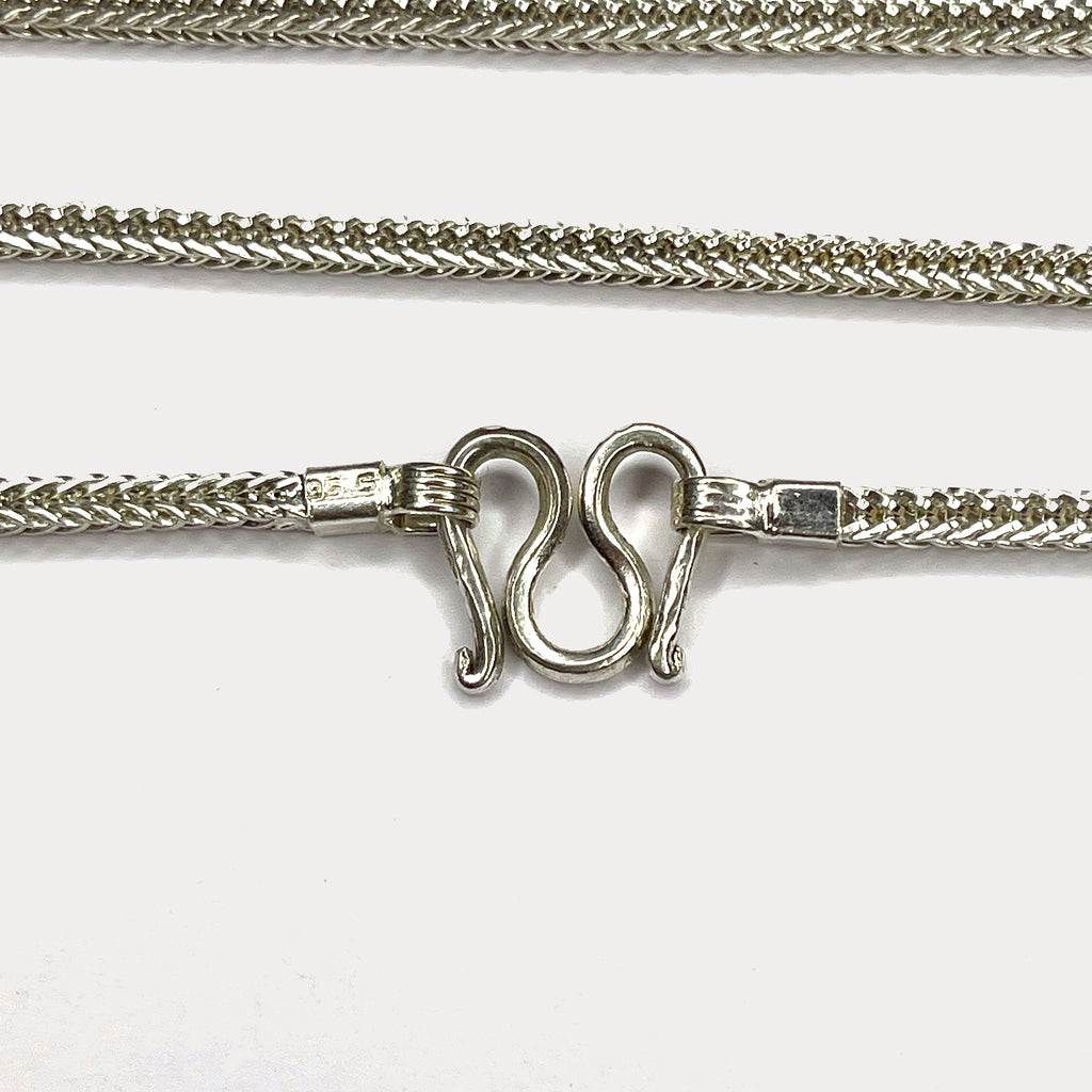 Snake Skin Rope Link Necklace - Handmade Silver Chain