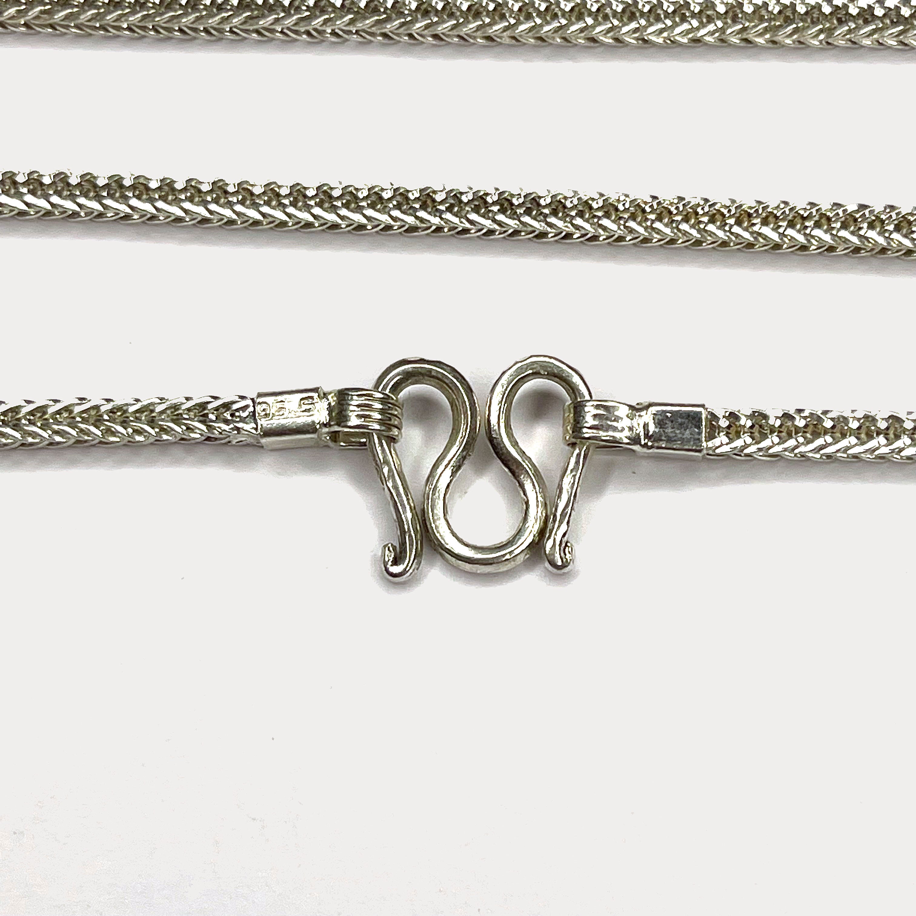Snake Skin Rope Link Necklace - Handmade Silver Chain