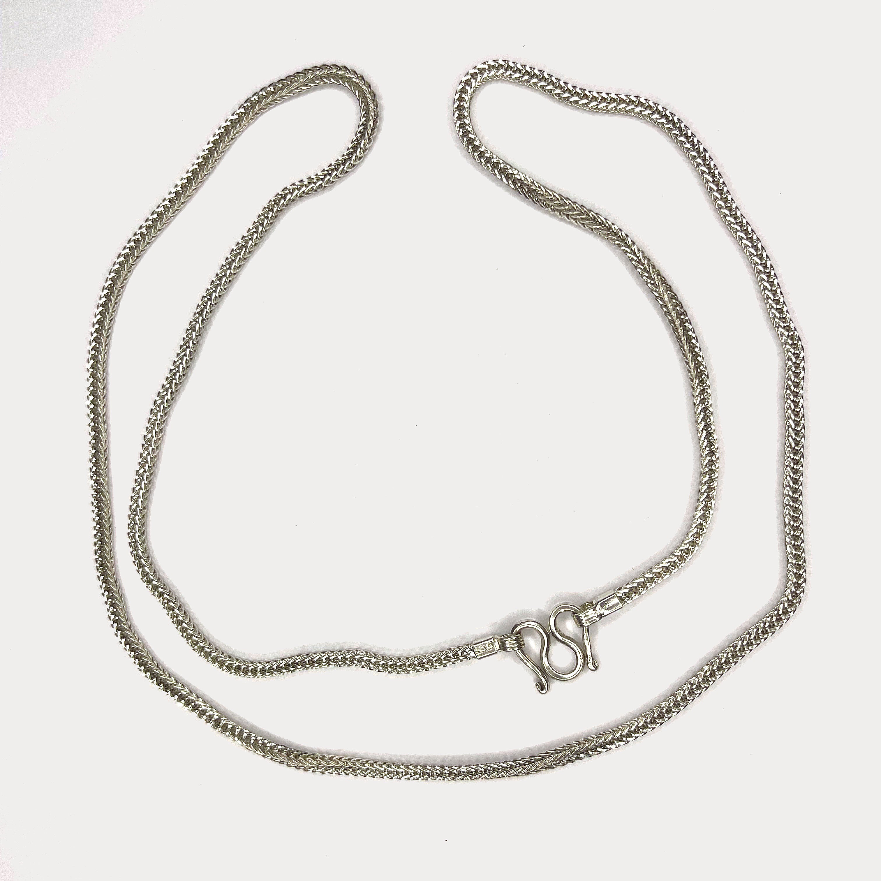 Snake Skin Rope Link Necklace - Handmade Silver Chain