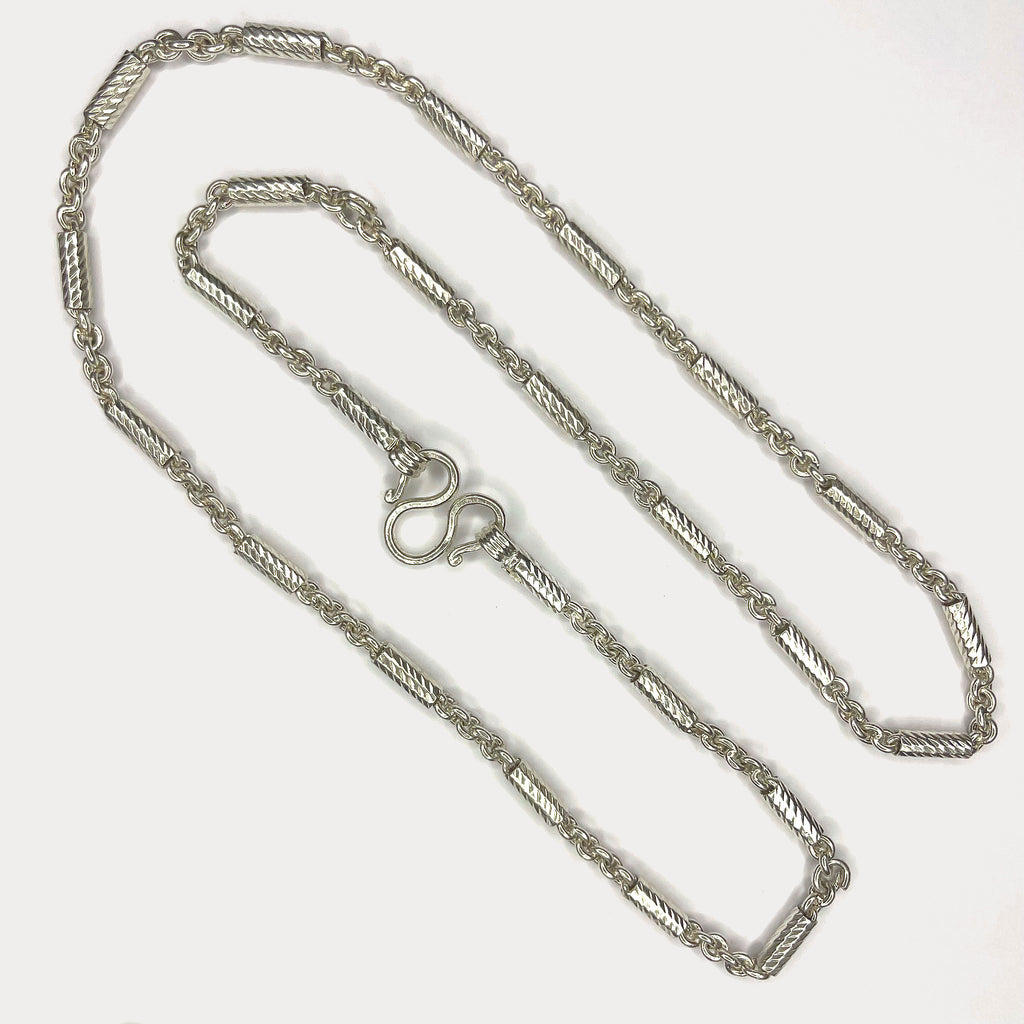 Round Baht Link Necklace - Handmade 999 Pure Silver Chain