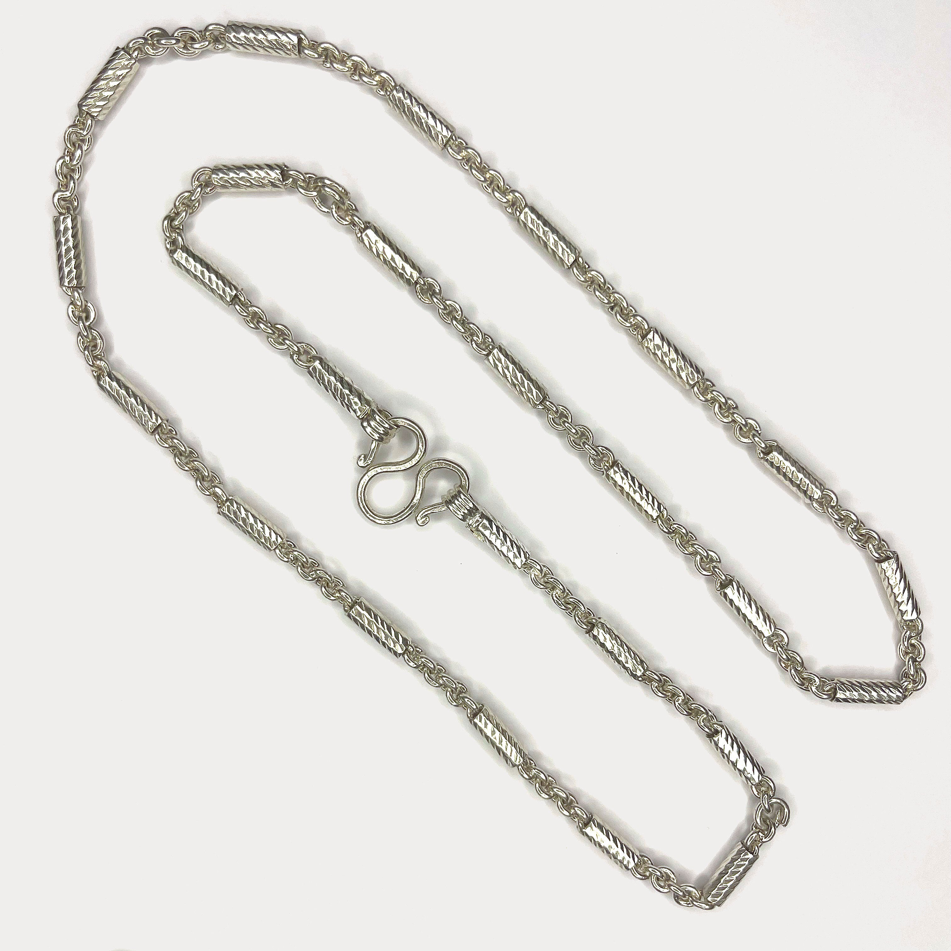 Round Baht Link Necklace - Handmade 999 Pure Silver Chain