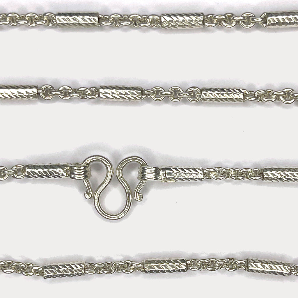 Round Baht Link Necklace - Handmade 999 Pure Silver Chain