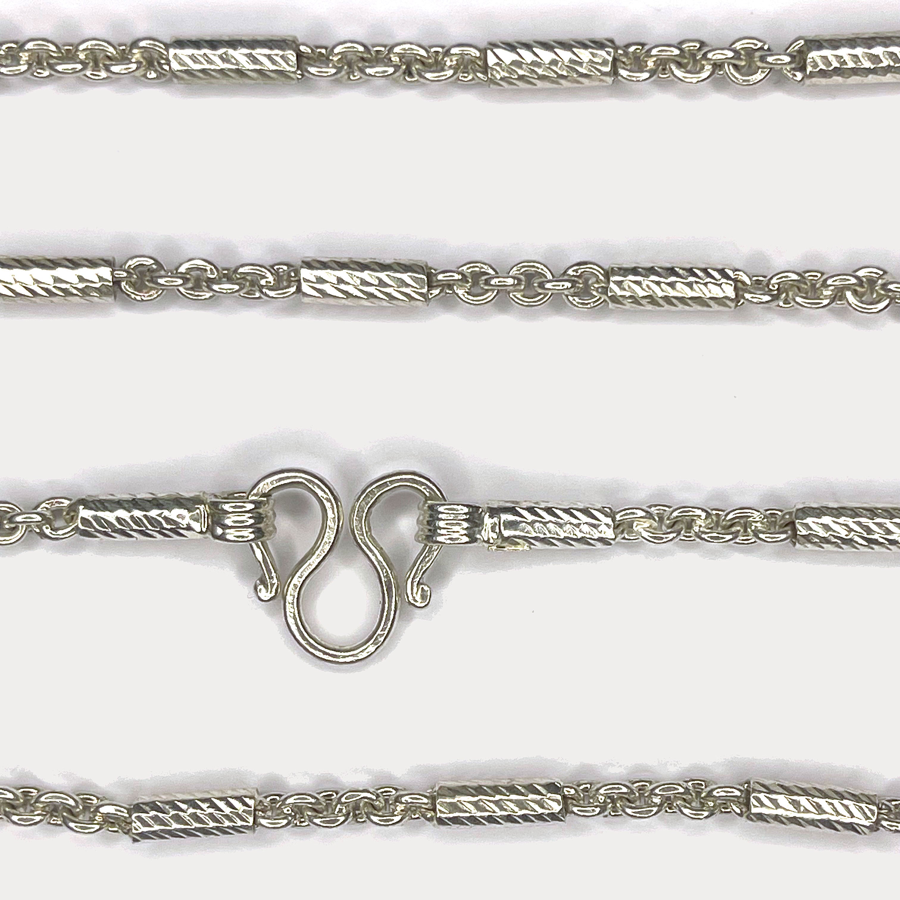 Round Baht Link Necklace - Handmade 999 Pure Silver Chain