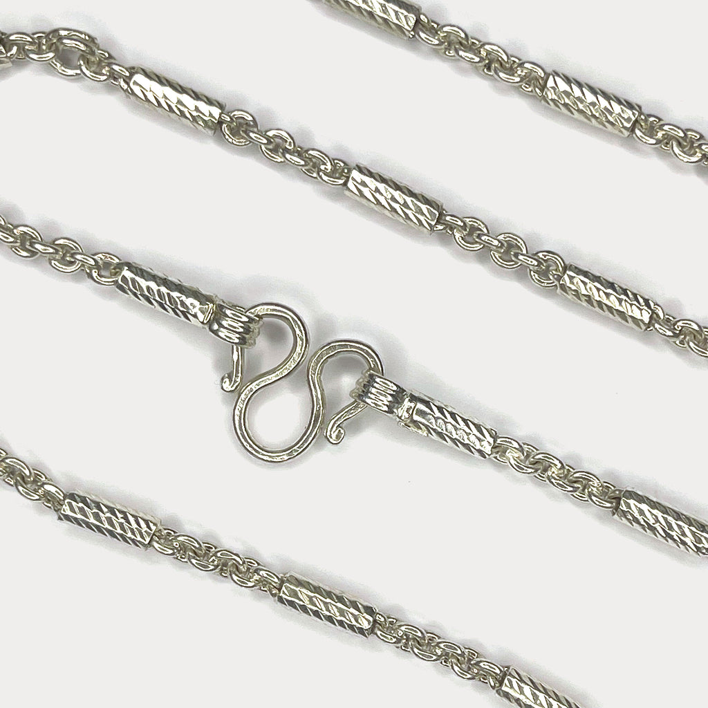 Round Baht Link Necklace - Handmade 999 Pure Silver Chain