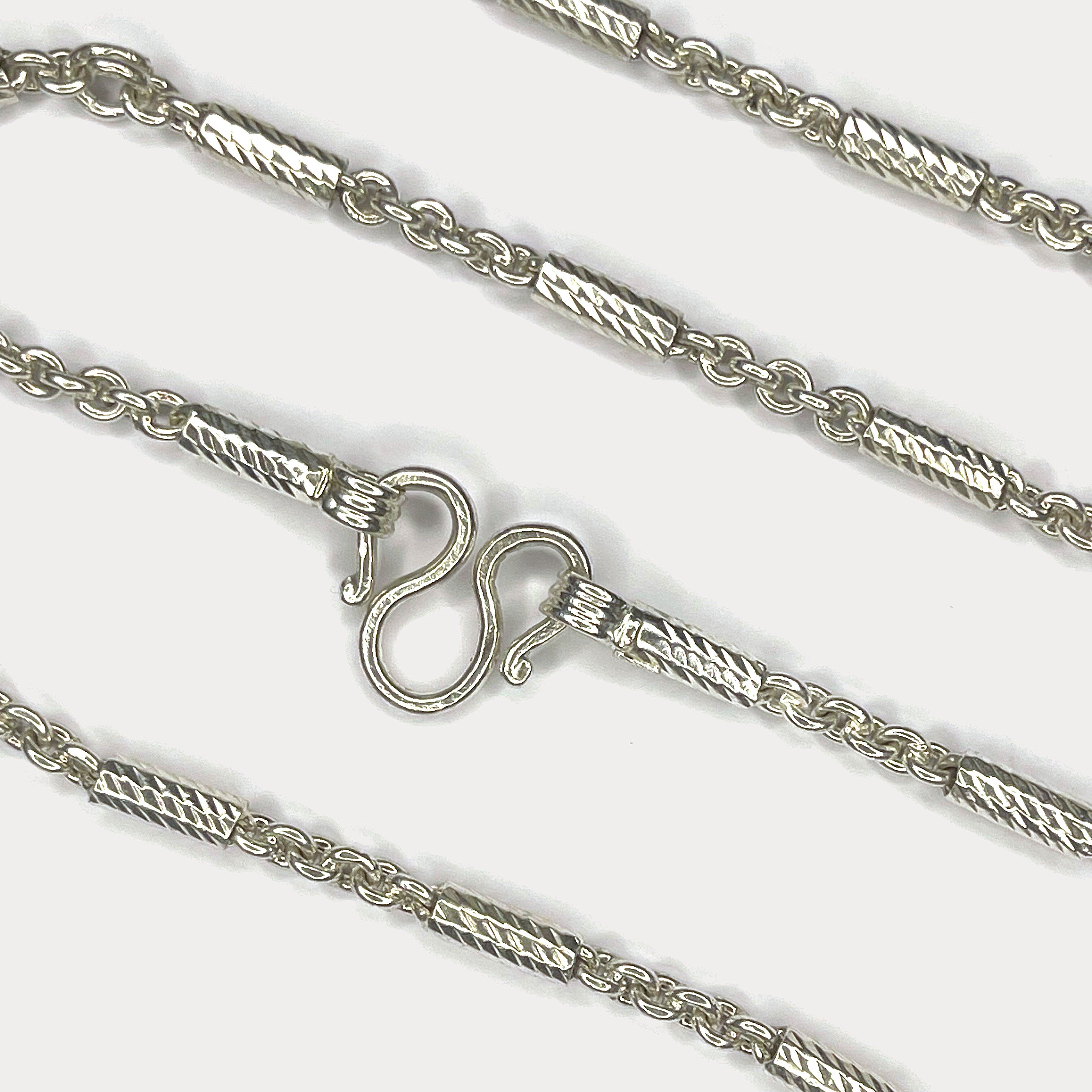 Round Baht Link Necklace - Handmade 999 Pure Silver Chain