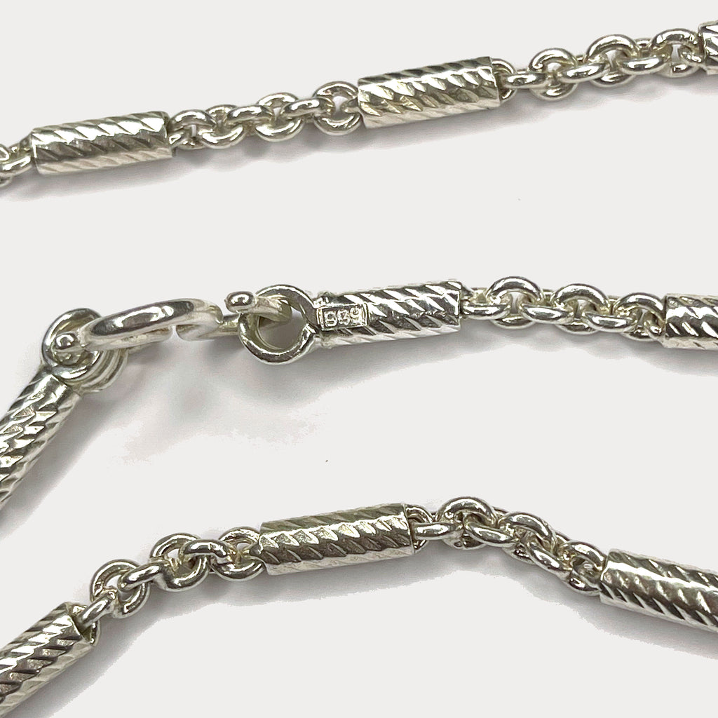 Round Baht Link Necklace - Handmade 999 Pure Silver Chain