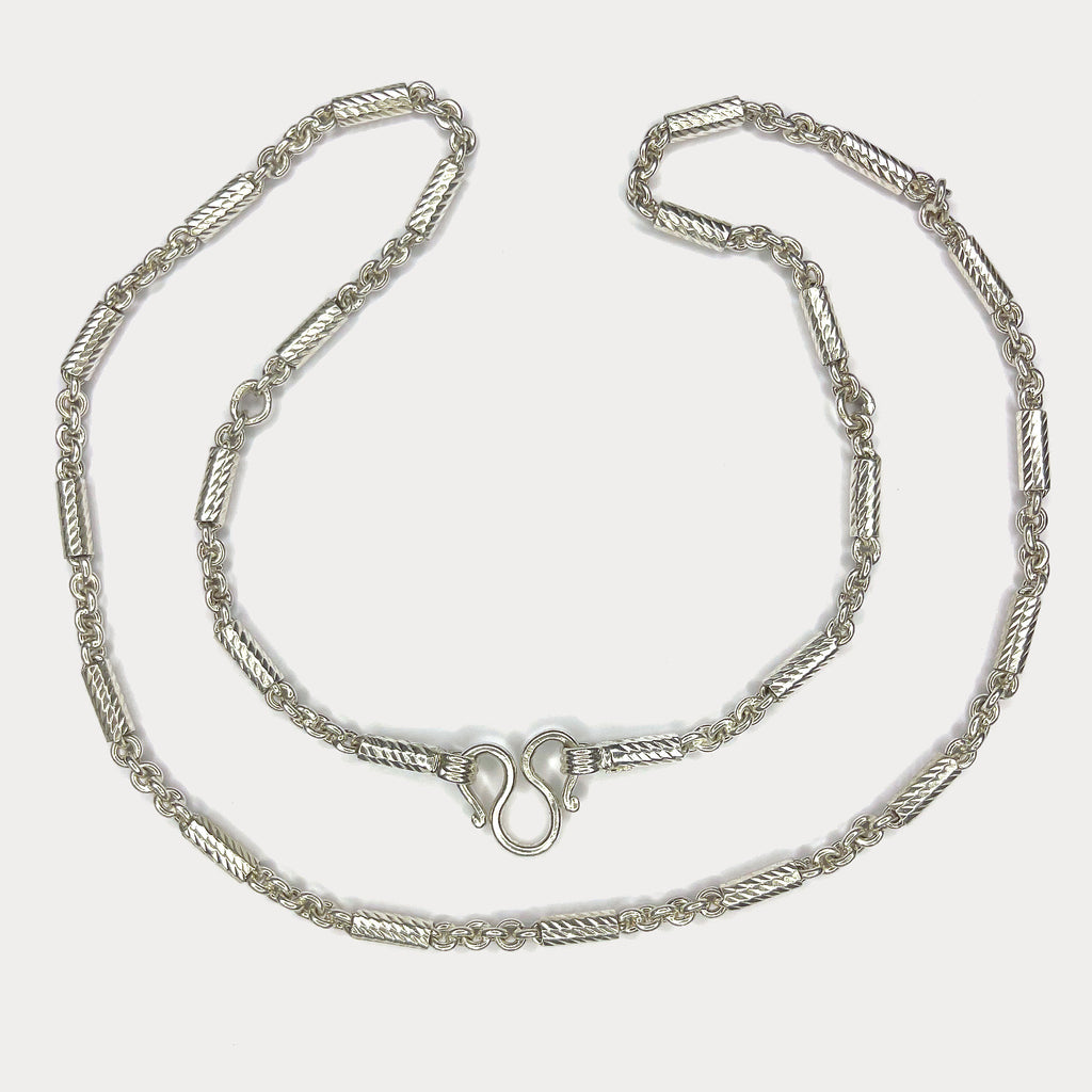 Round Baht Link Necklace - Handmade 999 Pure Silver Chain
