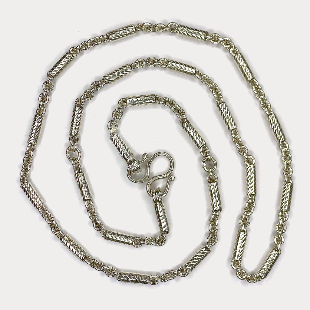 Round Baht Link Necklace - Handmade 999 Pure Silver Chain
