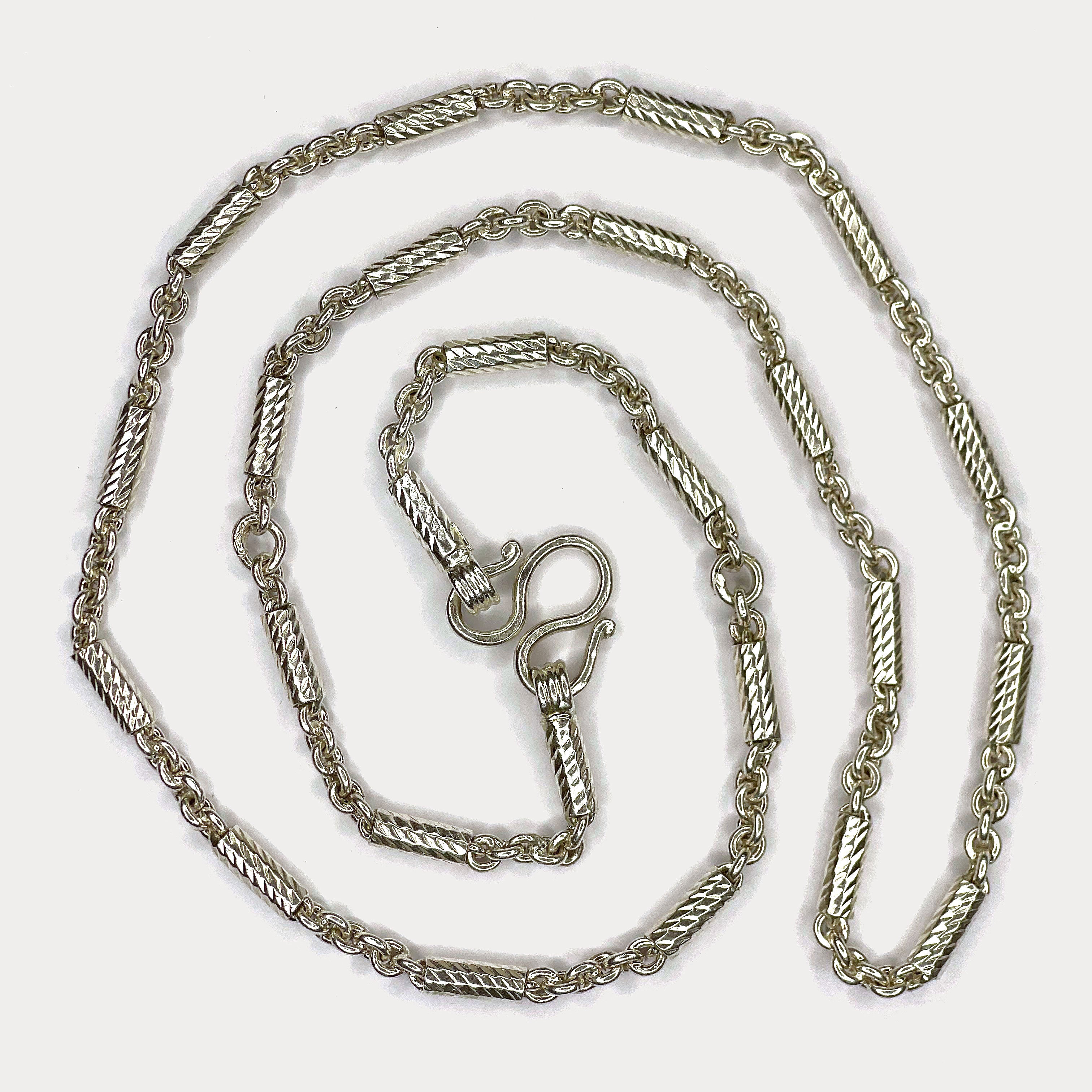 Round Baht Link Necklace - Handmade 999 Pure Silver Chain