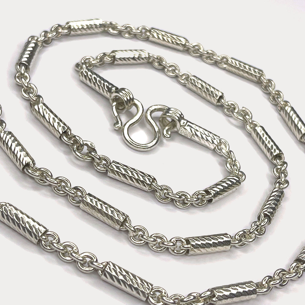 Round Baht Link Necklace - Handmade 999 Pure Silver Chain