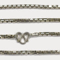 Square Box Link Necklace - Handmade Silver & White Gold Chain