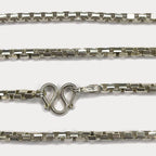 Square Box Link Necklace - Handmade Silver & White Gold Chain
