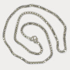 Square Box Link Necklace - Handmade Silver & White Gold Chain