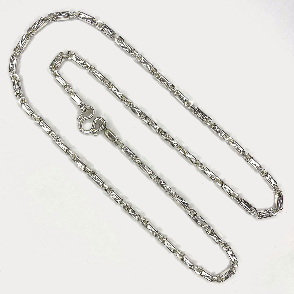 Sugarcane Cambodian Baht Necklace - Handmade Silver & White Gold Chain