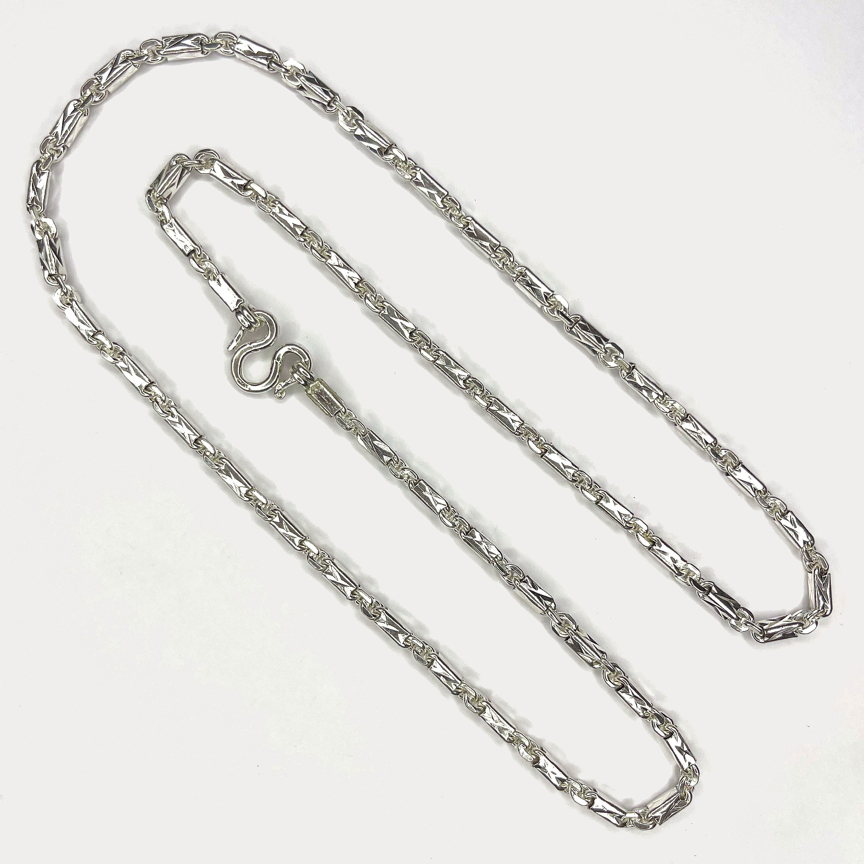 Sugarcane Cambodian Baht Necklace - Handmade Silver & White Gold Chain