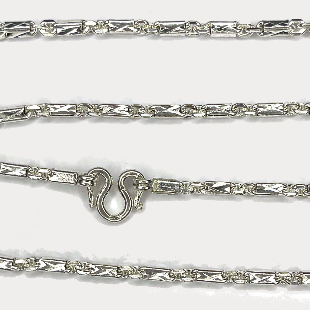 Sugarcane Cambodian Baht Necklace - Handmade Silver & White Gold Chain